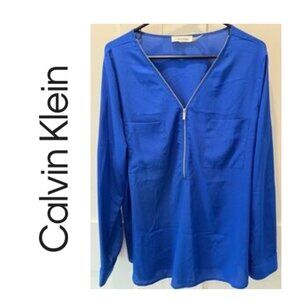 NWOT Calvin Klein Blue Zip Blouse